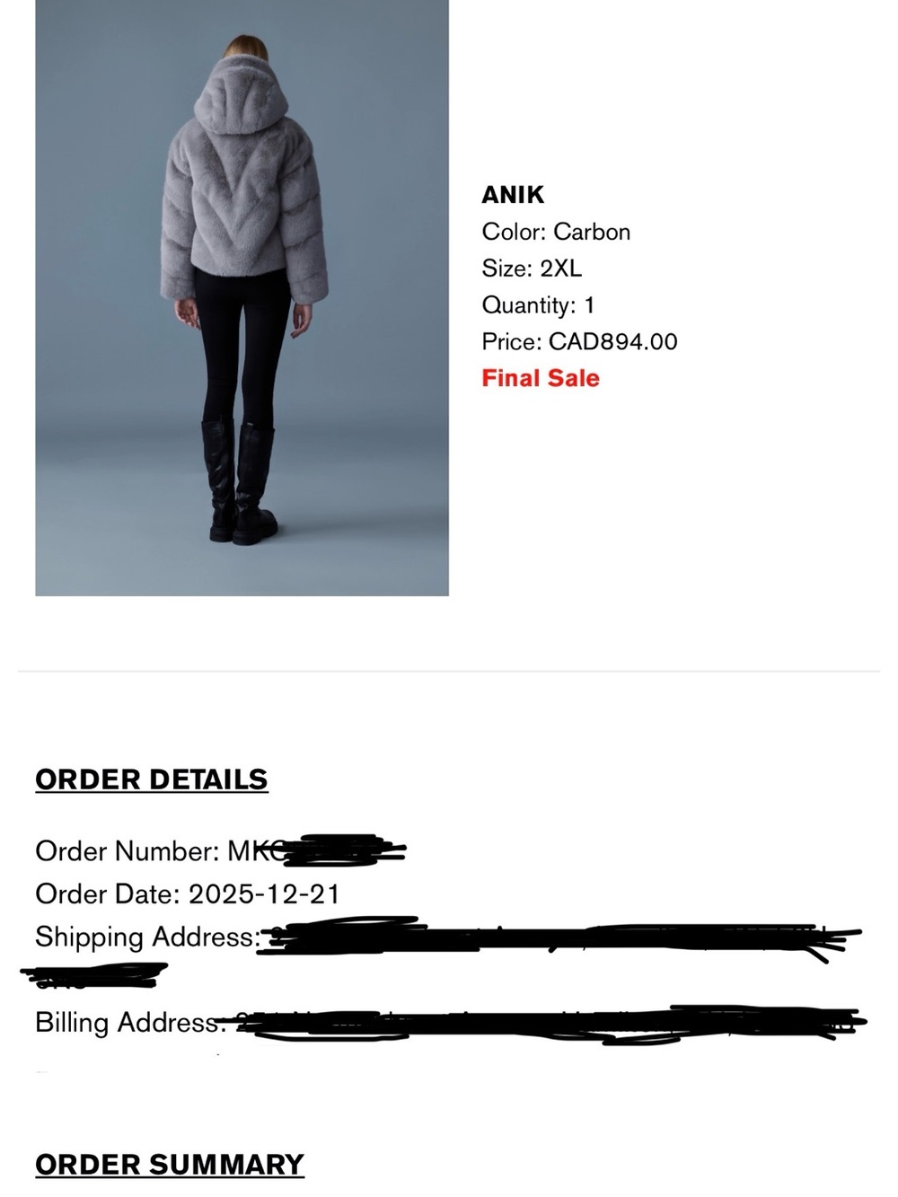 Mackage , ANIK Carbon Gray Hooded Short Puffer Jacket